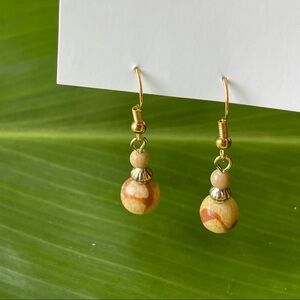 Coral Beads Dangle Earrings Handmade